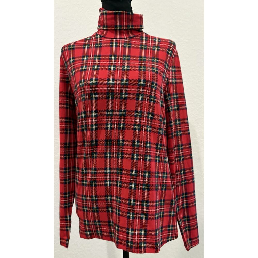 Lands' End Women's Red Plaid Turtleneck Size Medium NWT